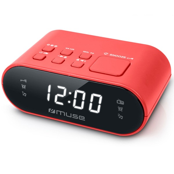 Muse m-10 rojo radio despertador fm con altavoz integrado