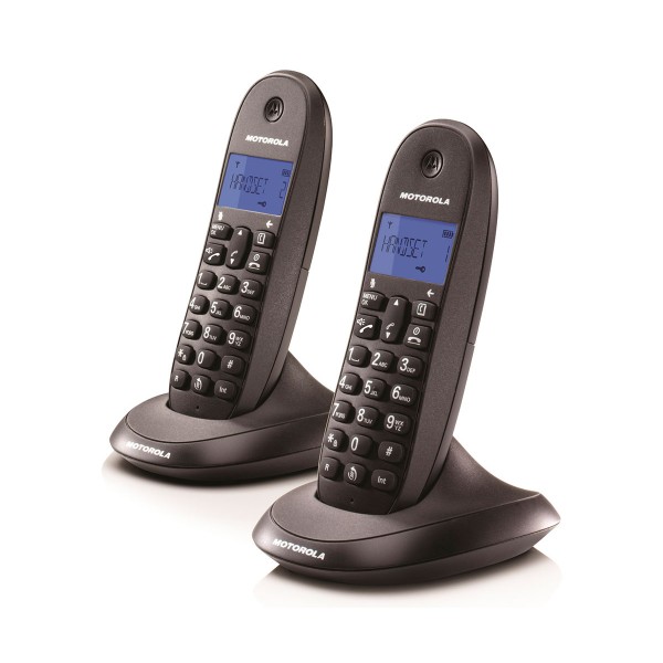 Motorola c1002lb+ negro teléfono fijo inalámbrico pack duo con manos libres