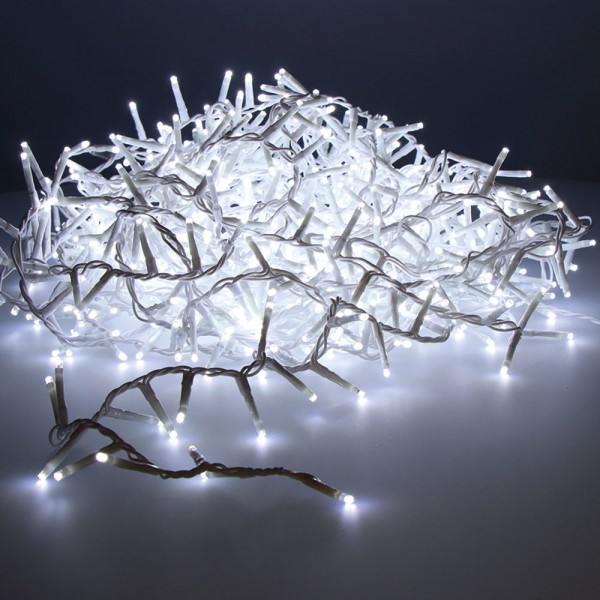 Guirnalda multifunción, uso exterior, led compact, blanco frío, cable blanco, 750 leds, 21 m