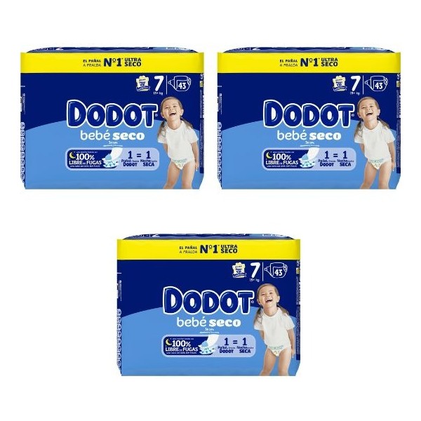 Dodot pañales T/7 43uds. (pack de 3)